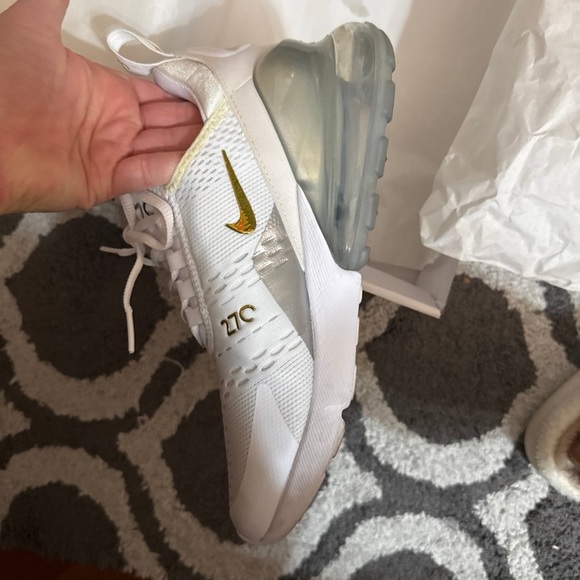 Nike Air Max 270 White with Gold Accents - Picture 11 of 12